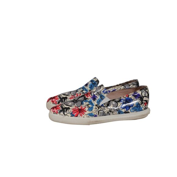 Miu Miu Floral Printed Slip On Sneakers US 6 EU 36 Blue Pink Patent Leather - Picture 4 of 11